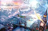 Thomas Kinkade Famous Paintings - Tinker Bell and Peter Pan Fly to Neverland
